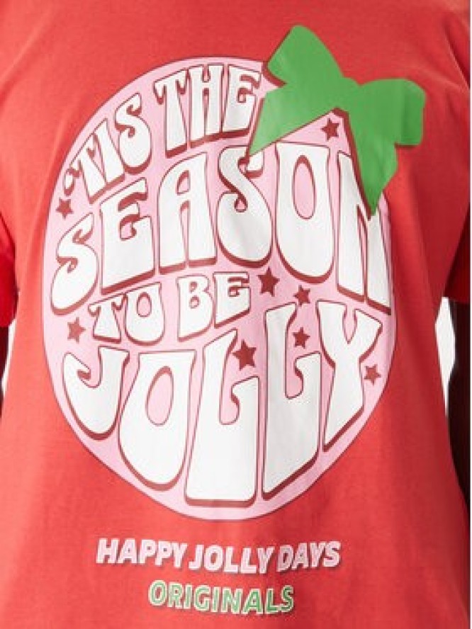 Jack & Jones T-Shirt Holiday Cartoon 12287550 Czerwony Relaxed Fit