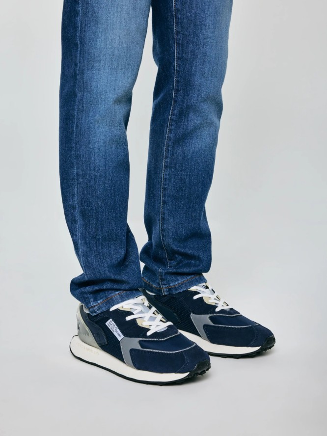 Sneakersy męskie ze skóry naturalnej granatowe RR174373 403