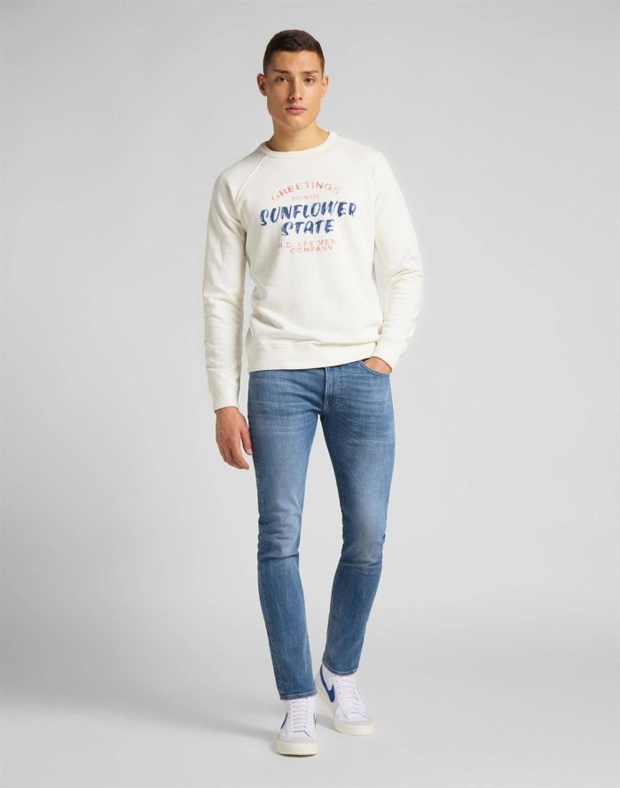 MĘSKA BLUZA LEE RAGLAN GRAPHIC SWS ECRU L83NSPNQ 112122411