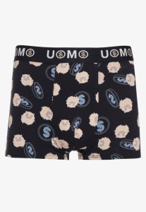 Granatowe Bawełniane Majtki Bokserki z Napisem i Szeroką Gumką Nelicia