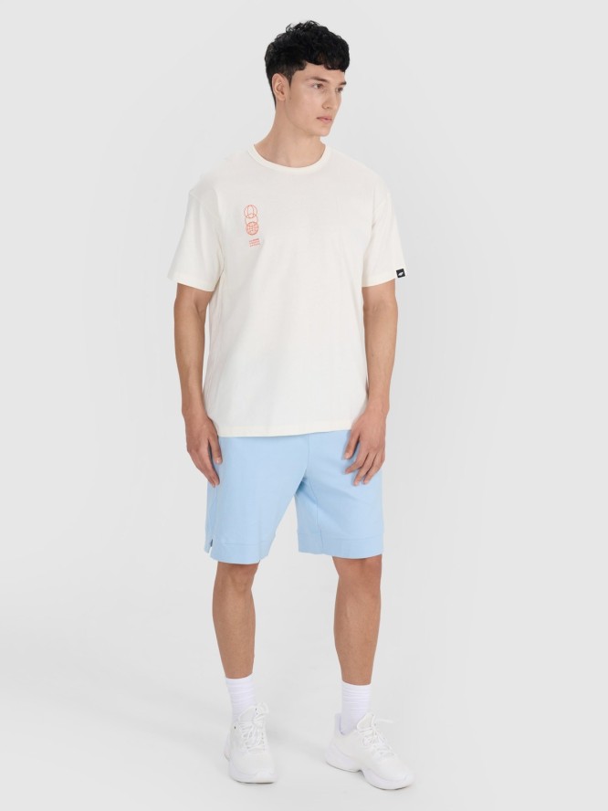 4F T-shirt oversize z nadrukiem męski - biały M