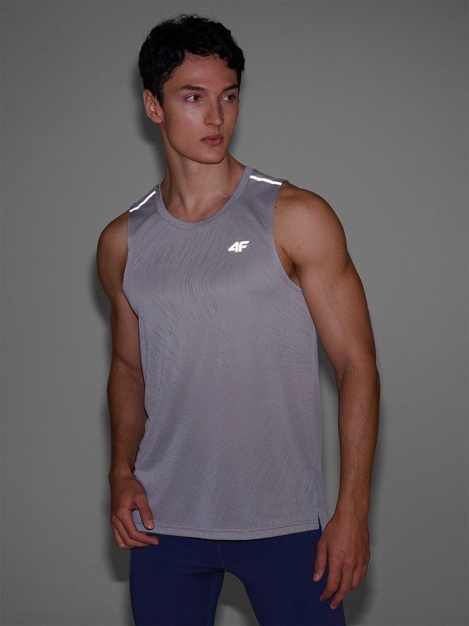 4F Tank top do biegania regular szybkoschnący męski - szary S