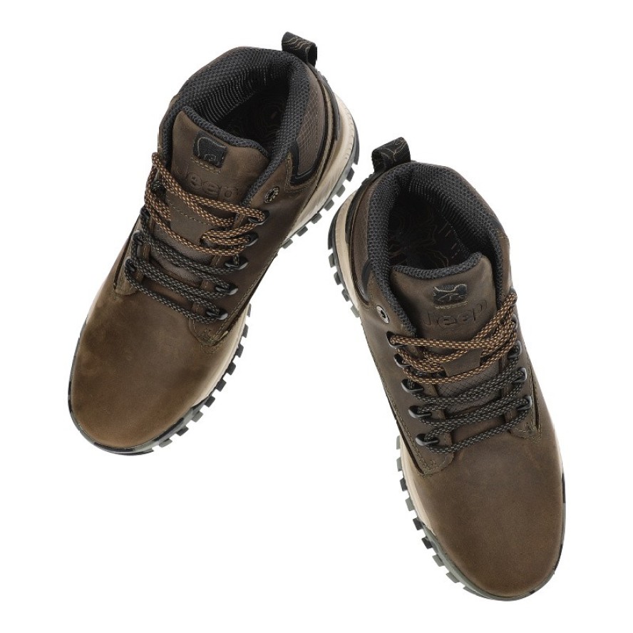 Brązowe Botki Jeep Modne Obuwie Męskie Military