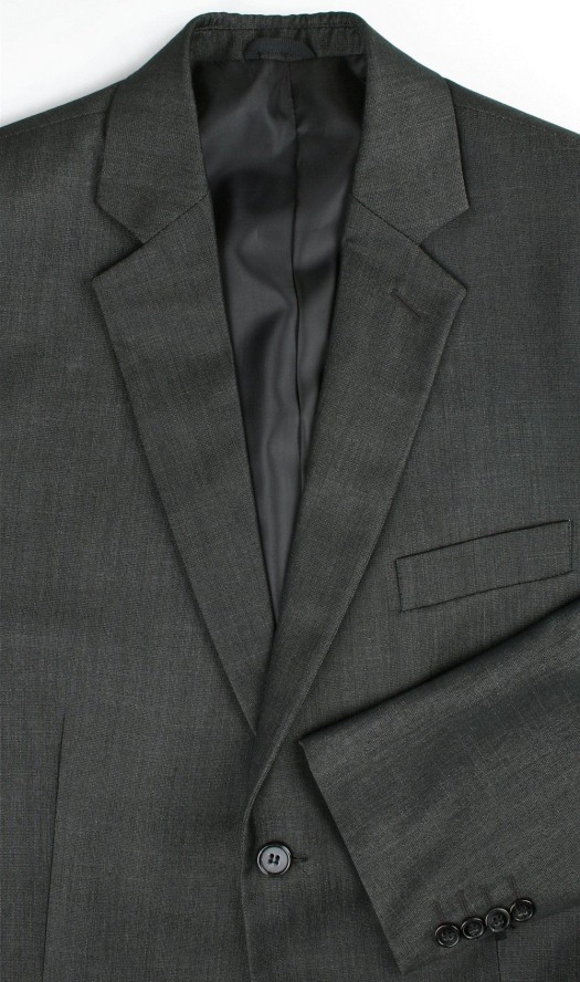 Garnitur Dwuczęściowy Grafit, Elegancki, Zapinany na Dwa Guziki, Spodnie w Kant, Ciemny Szary-CASINO
