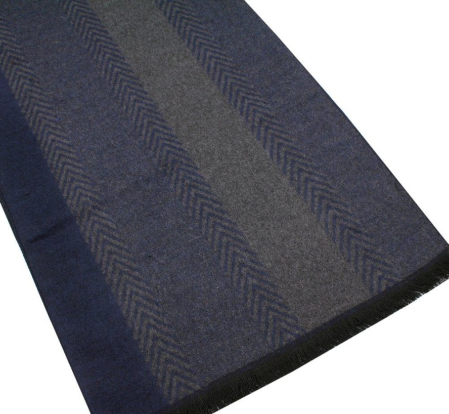 Męski Szalik z Wiskozy - Alties - Granat i Popiel