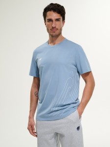 4F T-shirt regular z nadrukiem męski - granatowy M