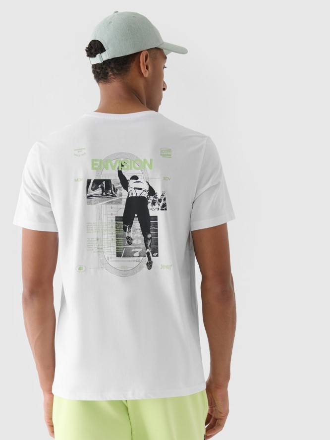 4F T-shirt regular z nadrukiem męski - biały XXL