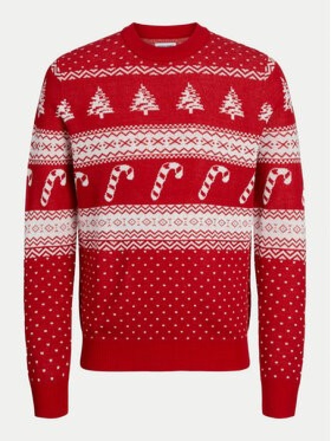 Jack & Jones Sweter Xmas Gabriel 12266118 Czerwony Regular Fit