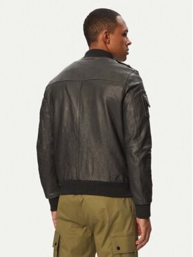Aeronautica Militare Kurtka skórzana 261PN5055U100839 Czarny Regular Fit