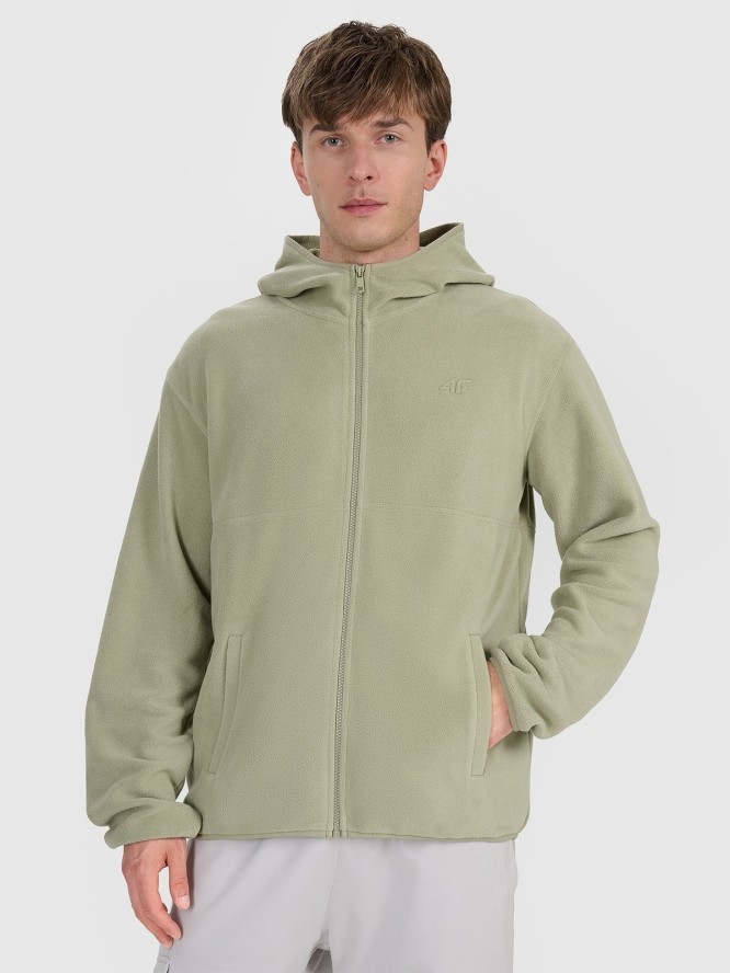 4F Polar z kapturem regular męski - oliwkowy XXL