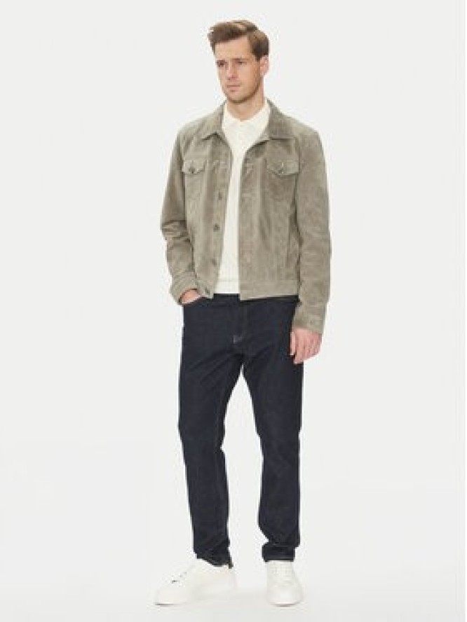 Serge Pariente Kurtka skórzana Jeans Szary Regular Fit