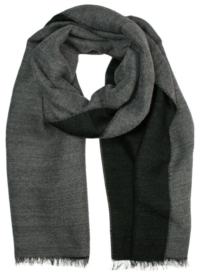 Szalik Szeroki, Szaro-Czarny Dwustronny, Jesienno-Zimowy, Męski -V. FRAAS