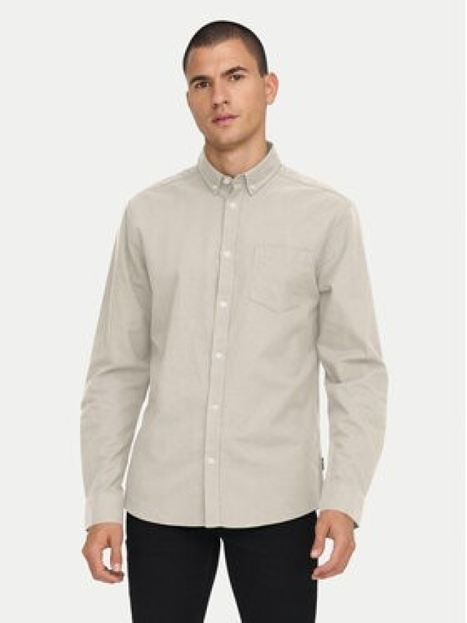 Only & Sons Koszula Alvaro 22006479 Beżowy Slim Fit