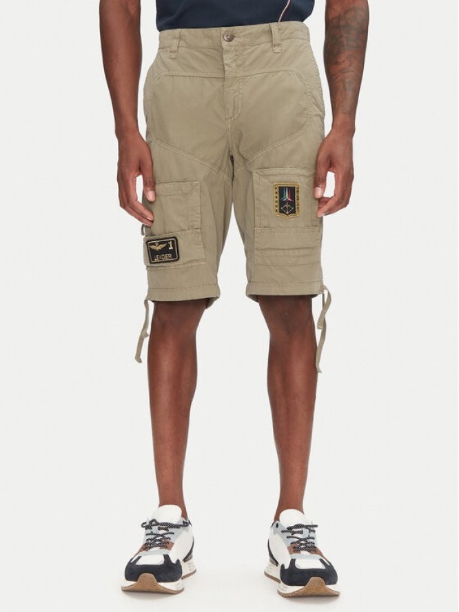 Aeronautica Militare Szorty materiałowe 251BE041CT1122 Khaki Regular Fit