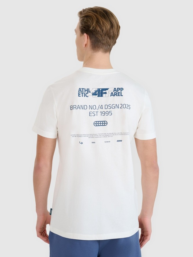 4F T-shirt regular z nadrukiem męski - biały XXL