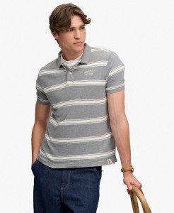 superdry Vintage Stripe Polo z Jersey 100% bawełny – Griffin Grey Marl Stripe