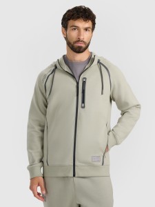 4F Bluza dresowa rozpinana z kapturem męska - oliwkowa L
