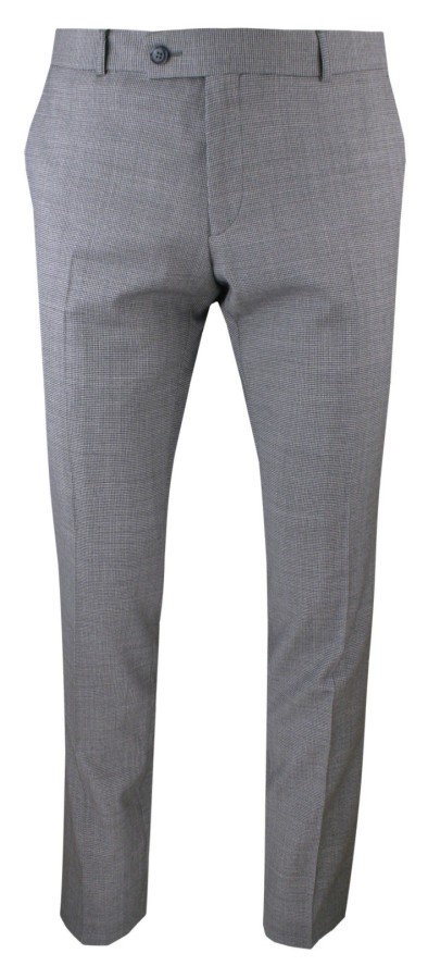 Wełniane, Eleganckie Spodnie Męskie - MEN'SFIELD - Popielate, Mikrowzór