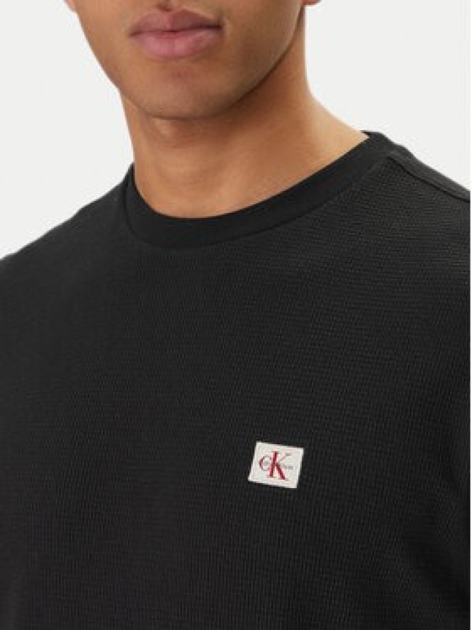 Calvin Klein Jeans T-Shirt Waffle Badge LV04RD008G Czarny Regular Fit