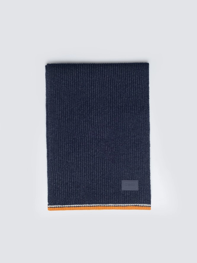 Szalik męski z kolorowym akcentem granatowy Wandegors 404