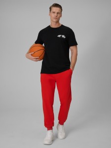 4F Spodnie dresowe joggery męskie - pomarańczowe S