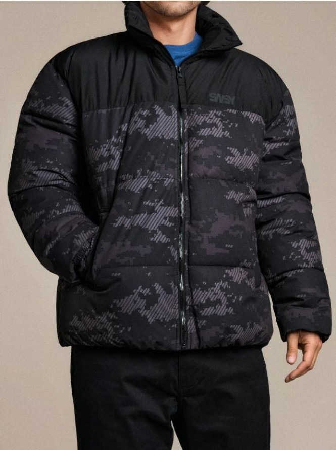 Pikowana kurtka puffer - czarny