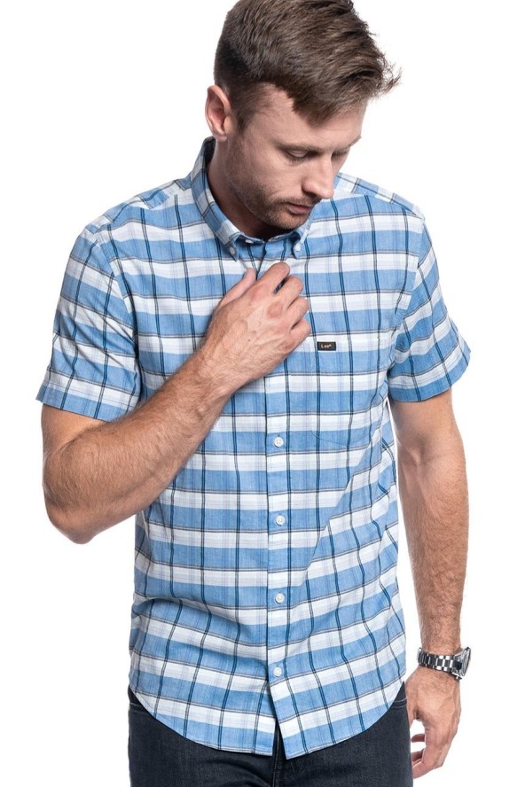 MĘSKA KOSZULA LEE LEE BUTTON DOWN SS SUMMER BLUE L886DGNJ 112123622