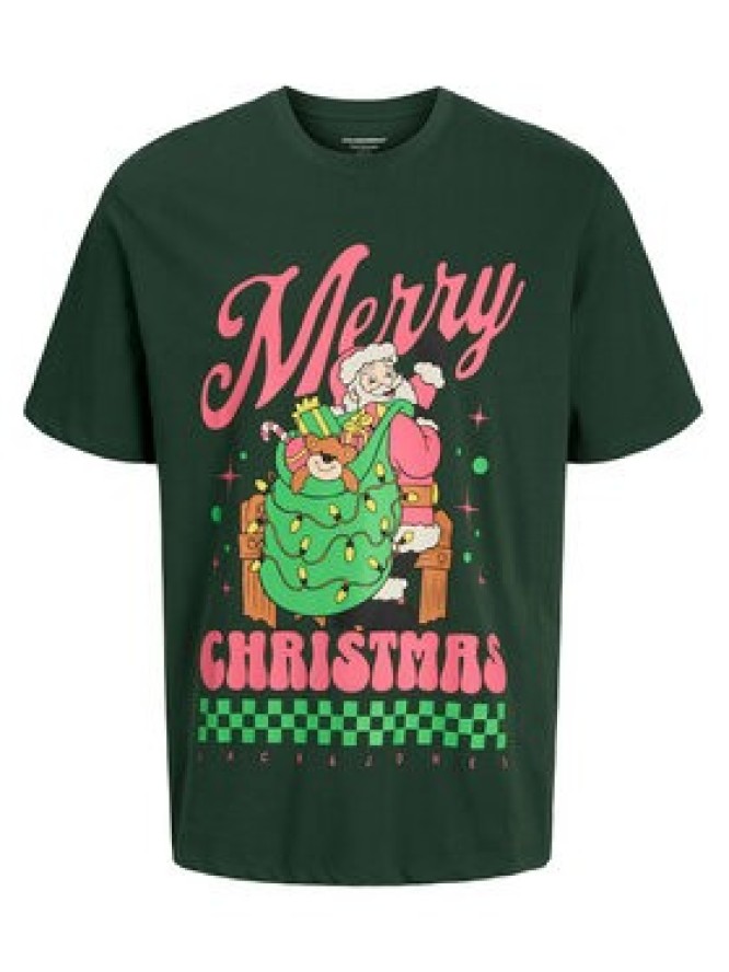 Jack & Jones T-Shirt Holiday Cartoon 12287550 Zielony Relaxed Fit