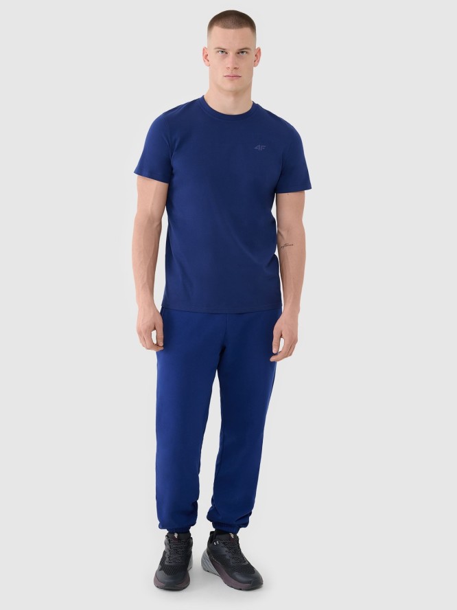 4F T-shirt regular gładki męski - granatowy S