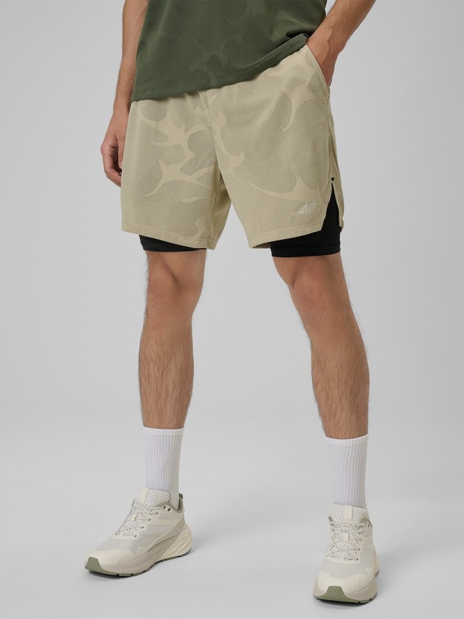 4F Spodenki treningowe szybkoschnące męskie - beżowe XXL