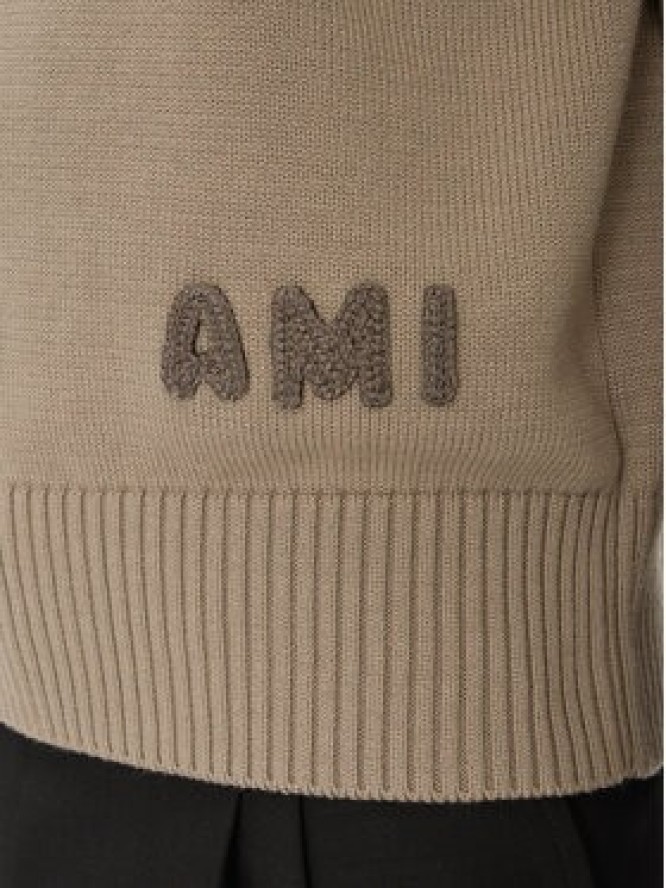 AMI Paris Sweter HKS163.KN0063 Szary Regular Fit