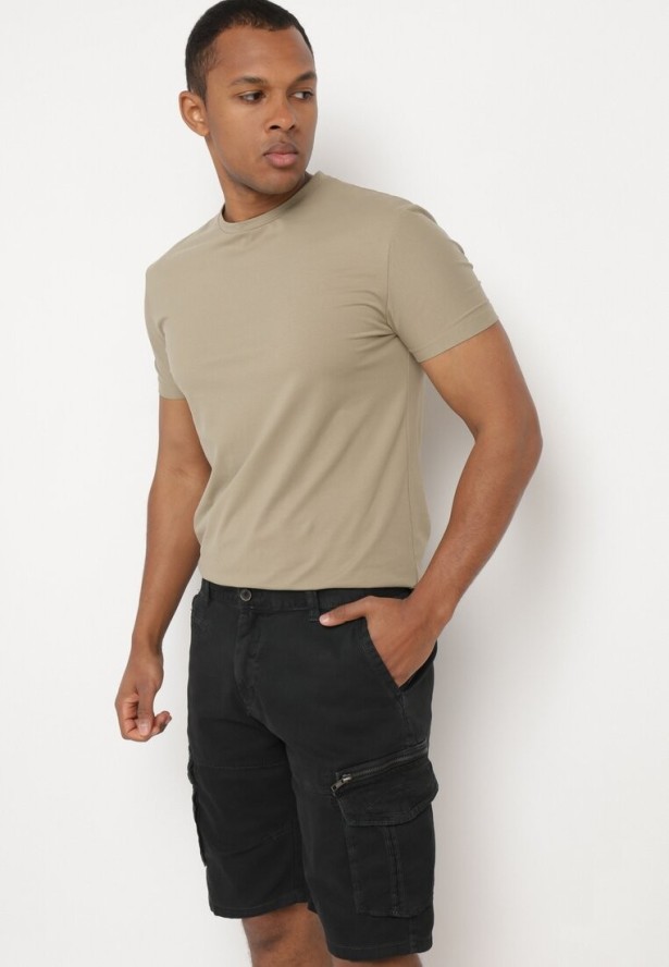 Ciemnoszare Bawełniane Szorty Klasyczne z Wysokim Stanem Ivoolia