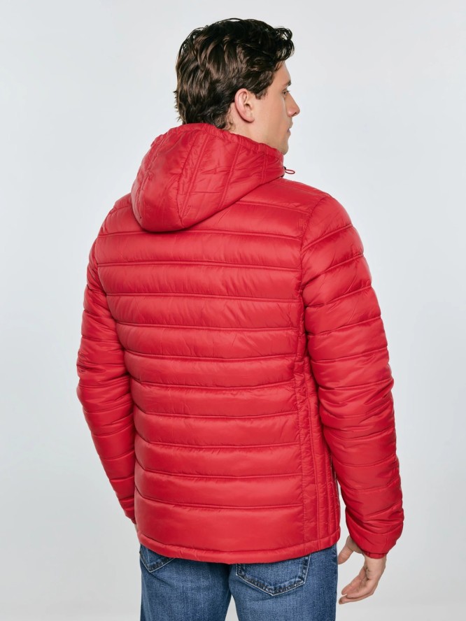Kurtka męska pikowana z kapturem czerwona Acarf 603