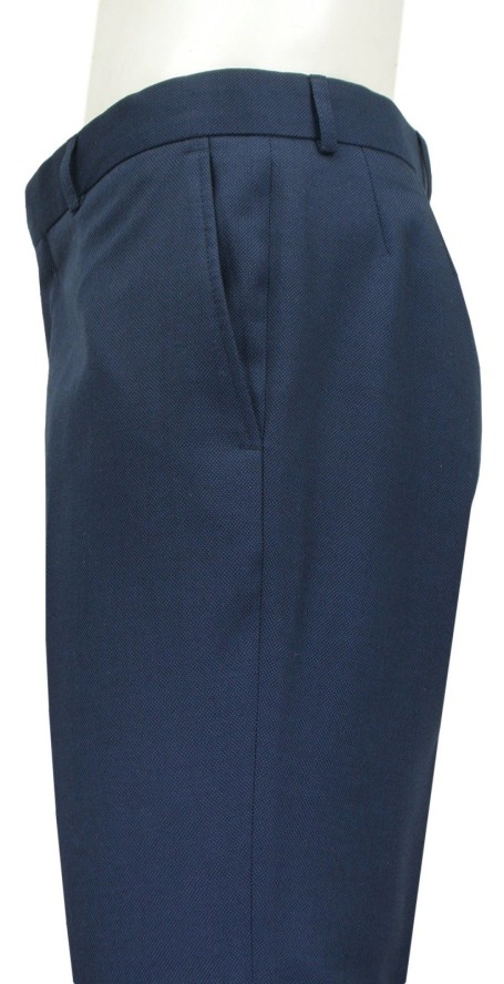 Męskie, Eleganckie Spodnie Wełniane - MEN'SFIELD - Granatowe