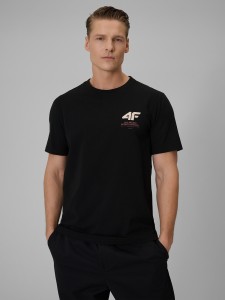 4F T-shirt regular gładki męski - czarny XL