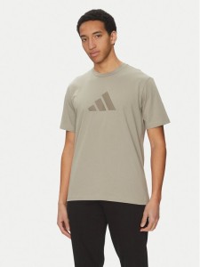 adidas T-Shirt Future Icons 3 Bar Logo JD4915 Beżowy Regular Fit