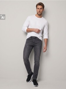 Jeansy skinny z efektem sprania - szary