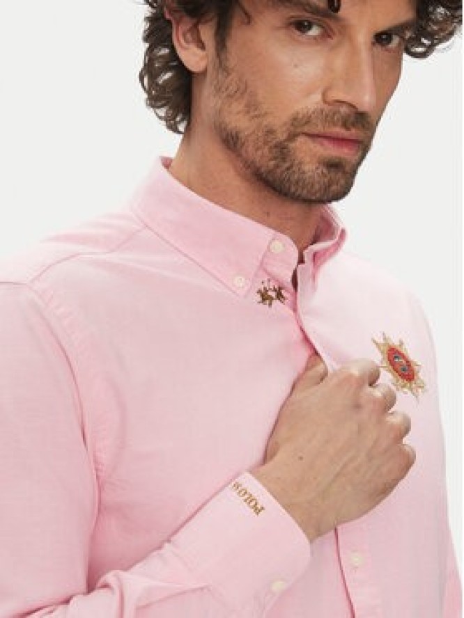 La Martina Koszula Anselmo MACG01 OX092 Różowy Regular Fit