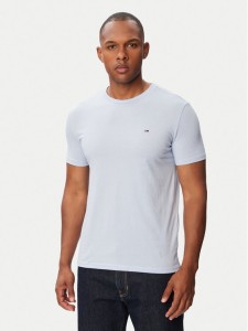 Tommy Jeans T-Shirt Jaspe DM0DM20363 Niebieski jasny Slim Fit