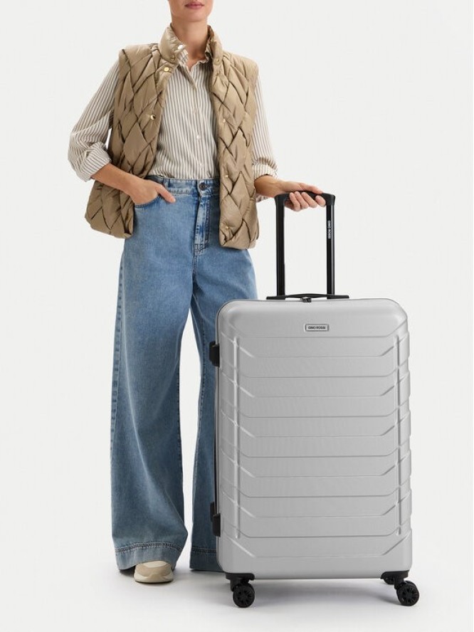 GINO ROSSI Walizka duża C-GIN-L-003-05-SILVER Srebrny