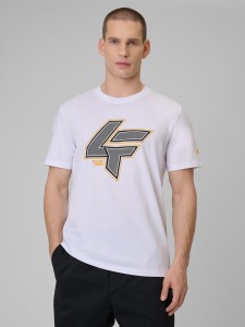 4F T-shirt regular z nadrukiem męski - biała M
