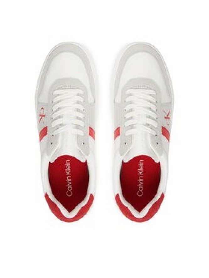 Calvin Klein Sneakersy Mixed Texture Lace Up Cupsole Trainers YM0YM01395 Biały