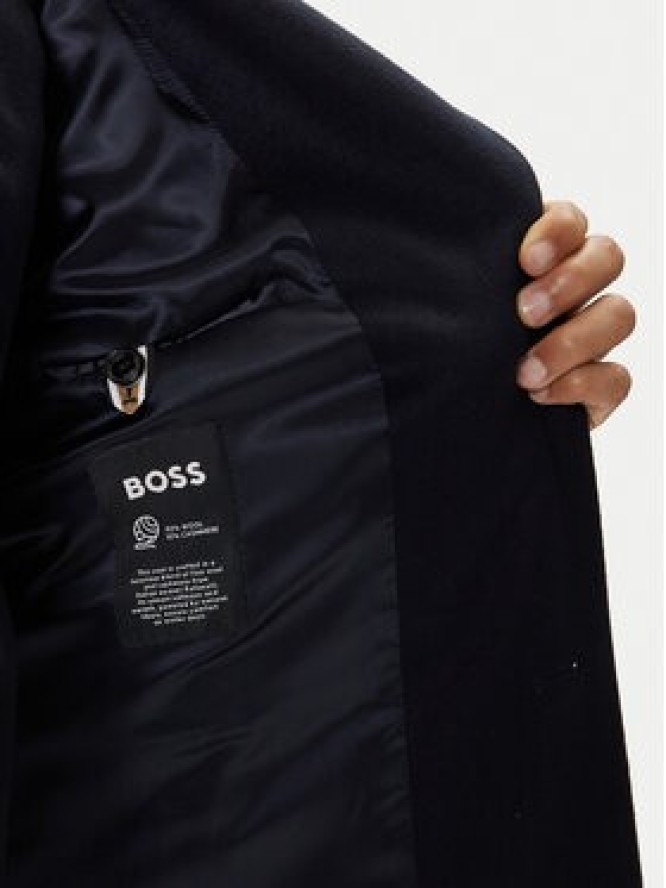 BOSS Płaszcz wełniany H-Jared 50551085 Granatowy Regular Fit