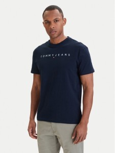 Tommy Jeans T-Shirt Linear Logo DM0DM20744 Granatowy Regular Fit
