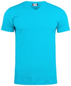 clique Basic-T V-neck z bawełny – turquoise