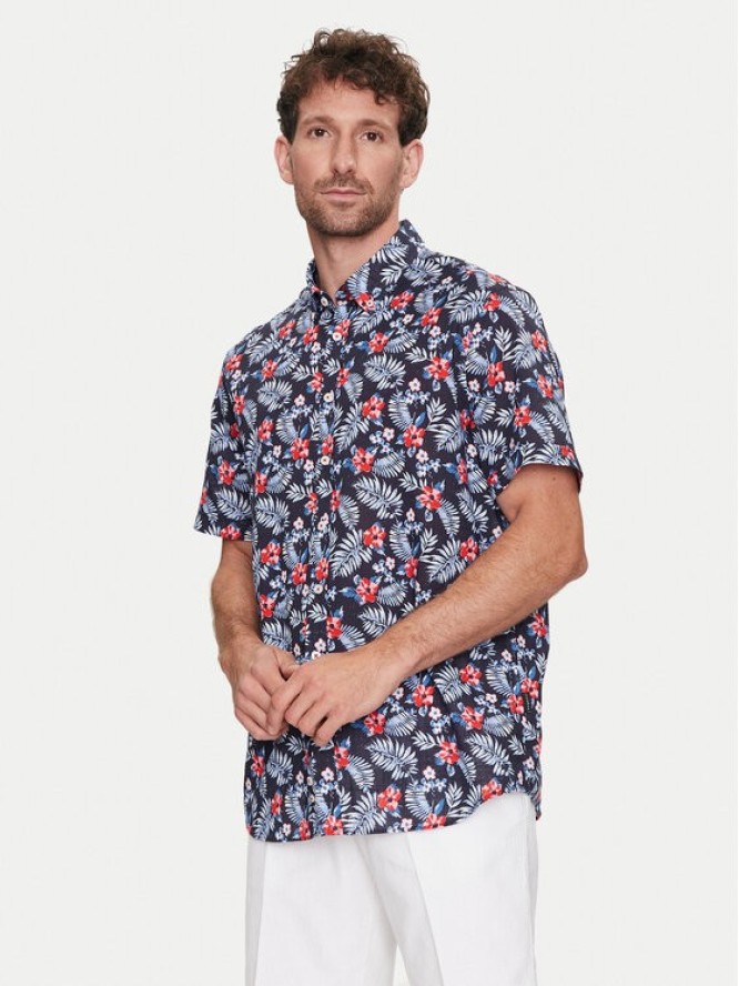 Bugatti Koszula 9450 58333A Granatowy Slim Fit