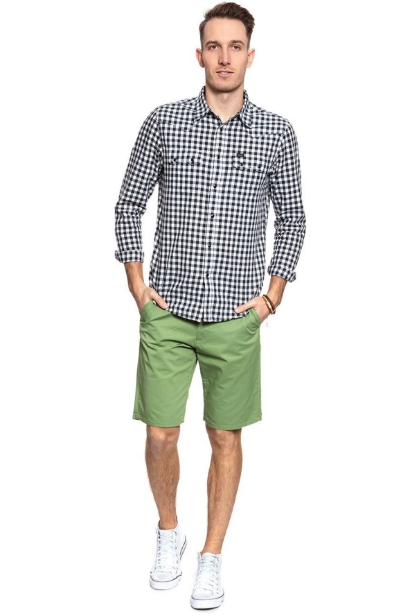 SPODENKI MĘSKIE WRANGLER CHINO SHORT JADE GREEN W14AKM33H 112126562