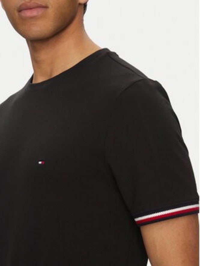 Tommy Hilfiger T-Shirt Global Stripe MW0MW38630 Czarny Regular Fit