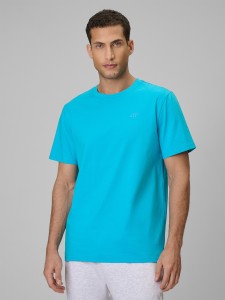4F T-shirt regular gładki męski - niebieski XL