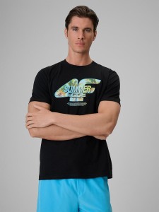 T-shirt regular z nadrukiem męski 4F 4FRSS26TTSHM4305